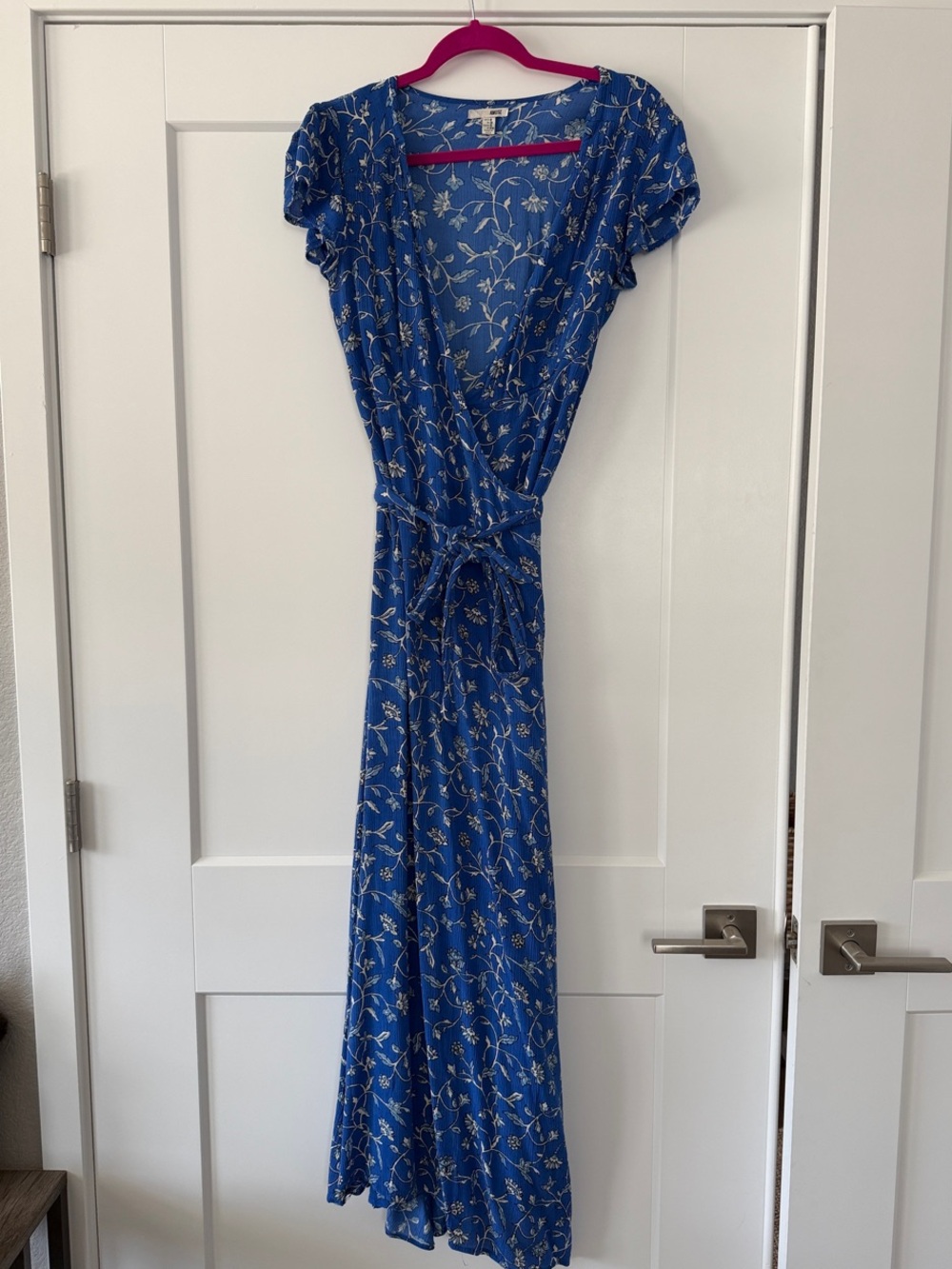 Amuse Society Blue Floral Wrap Maxi Dress